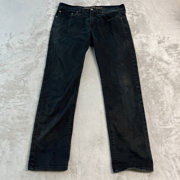 American Eagle Outfitters Other - American Eagle Core Flex Slim Straight Black Jeans Mens 32x32 (34x30) Distressed